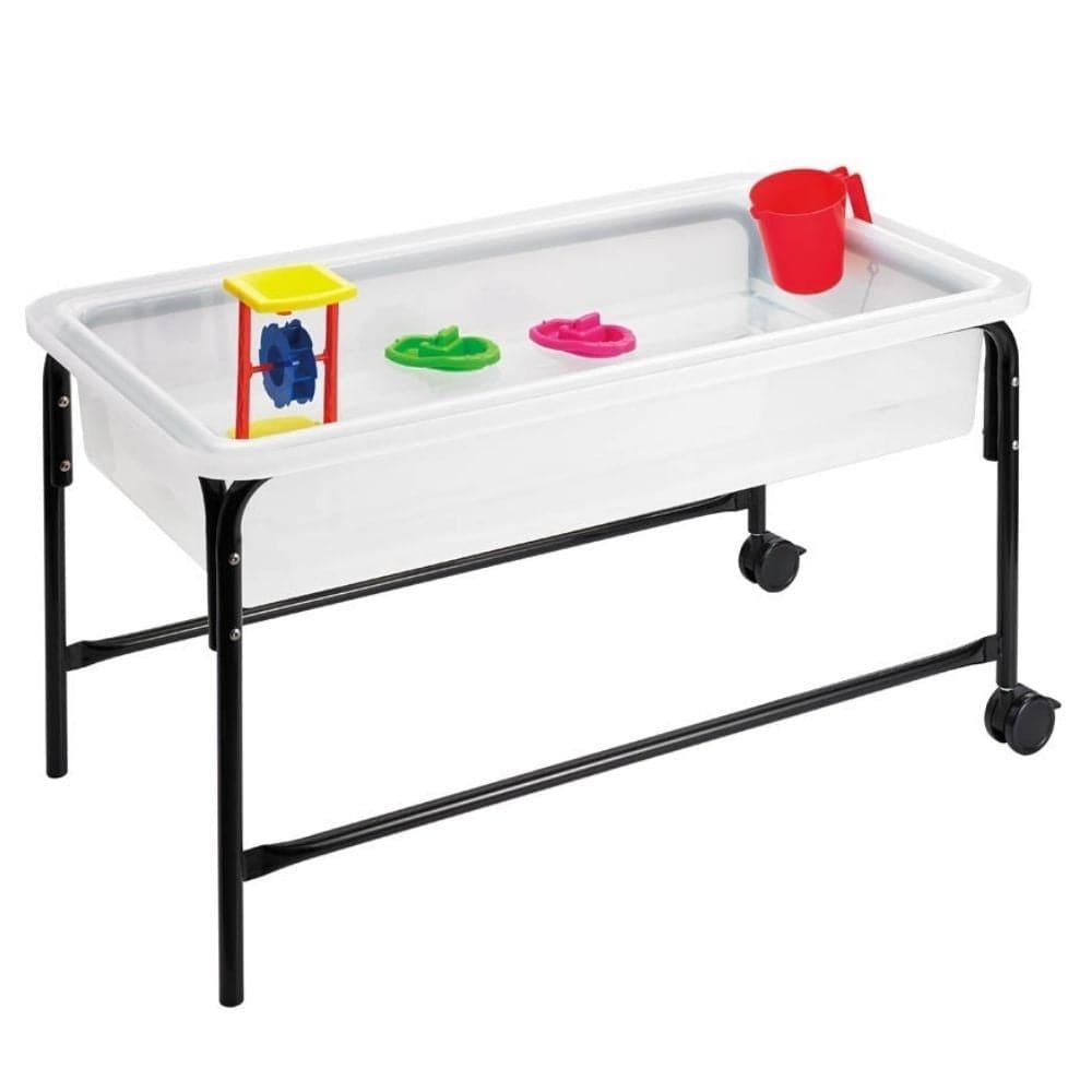 Economy Sand & Water Table, Economy Sand & Water Table,Sand and Water Play Tray,childrens water tray table,childrens sand and water tray table,school water table,sensory play table, Economy Sand & Water Table,The Economy Sand & Water Table is an ultra strong, purpose-moulded semi-opaque sand and water tray with lightweight black tubular steel frame.The Economy Sand & Water Table comes with lockable castors, drainage hole and plug. The spacious tray can hold plenty of sand, water, and other sensory materials