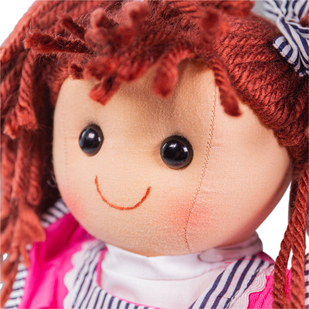 Emma Doll - Large, , Emma Doll - Large,Emma is ready to meet her new best friend! Emma is soft and cuddly ragdoll, bright as a button and just as loveable. Emma has red hair in bunches and wears a pink dress with striped accents and pink shoes. Emma Doll’s soft material makes her the perfect toddler doll as she’s 38cm tall and gentle on little hands. Emma t,Emma Doll - LargeEmma is ready to meet her new best friend! Emma is soft and cuddly ragdoll, bright as a button and just as loveable. Emma has red hair 