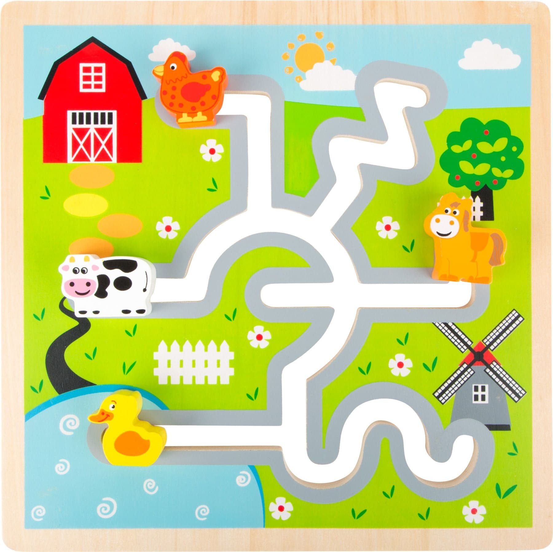 Farm Maze Puzzle, Farm Maze Puzzle,Wooden puzzle,toy puzzles,fine motor skills puzzle,Shape Maze Manipulative Wall Panel, Farm Maze Puzzle,Farm Maze PuzzleWhere does the duck live? In this farm-themed row puzzle, children can discover the homes of various farm animals like the duck, chicken, cow, and horse. This beautifully painted puzzle encourages young minds to arrange the animals in their correct habitats, helping them develop coordination, logical th,Farm MazeFarm Maze PuzzleWhere does the duck live? I