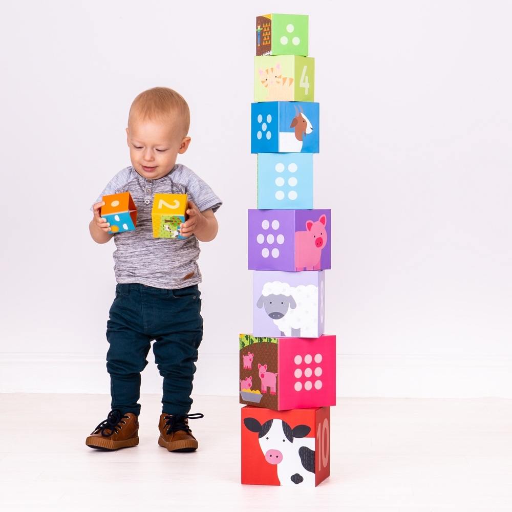 Farmyard Stacking Cubes, Farmyard Stacking Cubes,Bigjigs wooden stacking cube,wooden stacking cubes,stacking wooden blocks, Farmyard Stacking Cubes,Graduating in size, these delightful wooden Farmyard stacking cubes need to be stacked in the correct order, from largest to smallest, to create a tower. Each Farmyard block features a detailed farmyard scene, a number and dots that correspond to the number on the block. AsGraduating in size, these delightful wooden Farmyard stacking cubes need to be stacked in 