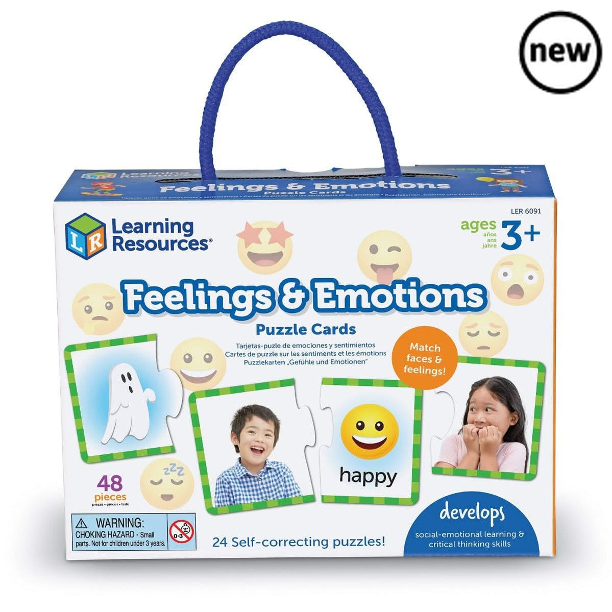 Feelings & Emotions Puzzle Cards, Feelings & Emotions Puzzle Cards,,Emotions resources,Emotional resources,EYFS emotions,School emotion resources,classroom emotion resources, Feelings & Emotions Puzzle Cards,Feelings & Emotions Puzzle Cards Help preschoolers build social-emotional learning (SEL) skills with the colourful Feelings & Emotions Puzzle Cards! This set of 24 self-correcting puzzles is designed to support young children in identifying and discussing their emotions. Each 2-piece puzzle features a f