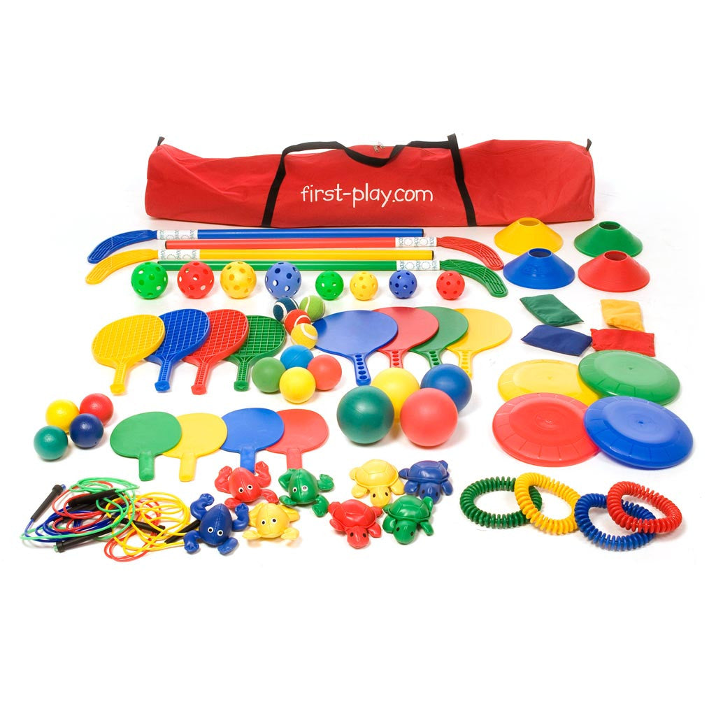 First-play Multi Colour Activity Holdall, First-play Multi Colour Activity Holdall,School sports equipment,school sports equipment vouchers,school playground play equipment, First-play Multi Colour Activity Holdall,The First-play Multi Colour Activity Holdall is a comprehensive 84-piece set designed to engage young children in a variety of physical activities. This all-in-one kit aims to encourage skill development, all while being fun and accessible. First-play Multi Colour Activity Holdall Features: Wide 