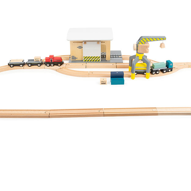 Freight Train Set, Freight Train Set,Bigjigs Freight Train Set,Bigjigs Wooden train set,bigjigs train set,bigjigs toys,Wooden train set,childrens wooden train set,toddlers train set, Freight Train Set,Freight Train Set Little rail enthusiasts will love playing with our extensive wooden Freight Train Set. This set includes a working turntable, two engines—one pulling fruit and vegetable wagons, and the other pulling a variety of industrial wagons. To complete the bustling landscape, the set also features hou