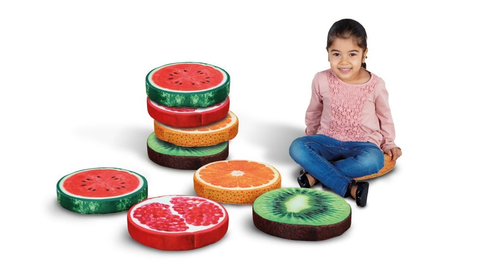 Fruit Cushions Pack of 4, 4 Pack Fruit Cushions,Nursery bean bags,Classroom bean bags,classroom reading cushions,classroom bean bag seats,reading corner cushions, Fruit Cushions Pack of 4,As health and well being become increasingly important classroom topics , our fun fruit cushions are the perfect new addition to the teaching environment. These high quality Fruit cushions are great for supporting fundamental areas of learning and development such as Understanding the World and Communication &As health and