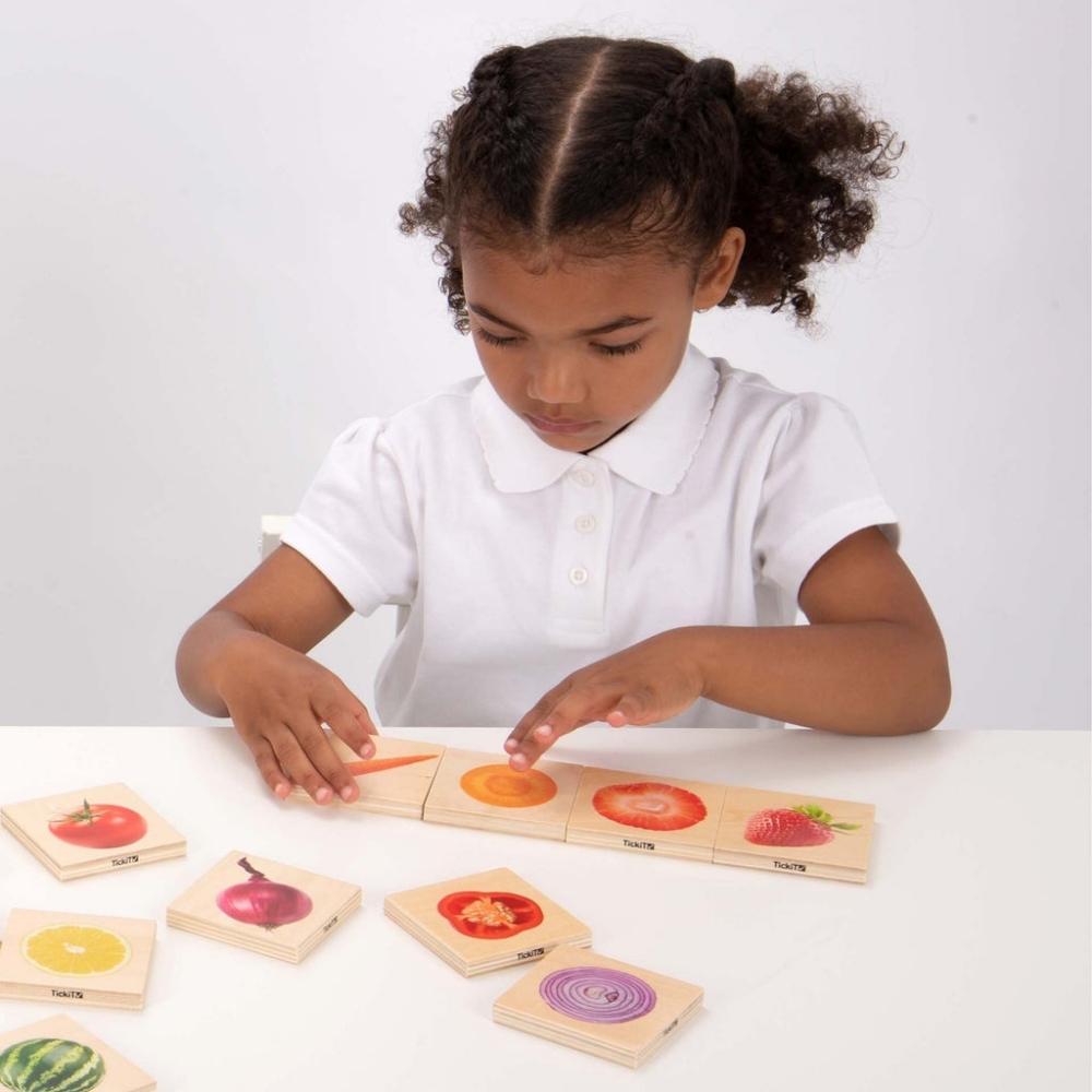 Fruit and Vegetable Match, Fruit and Vegetable Match,Match Game,Matching toys,wooden matching games,early years matching toys,classroom matching toys, Fruit and Vegetable Match,The Fruit and Vegetable Match games is a fun and versatile wooden game, our TickiT® Fruit & Vegetable Match is a set of fourteen pairs of smooth tactile basswood ply tiles with a clear colour print on one side of real photographic images of fruits and vegetables. The square chunky tiles are easy for your child to hold ,Fruit and Vege