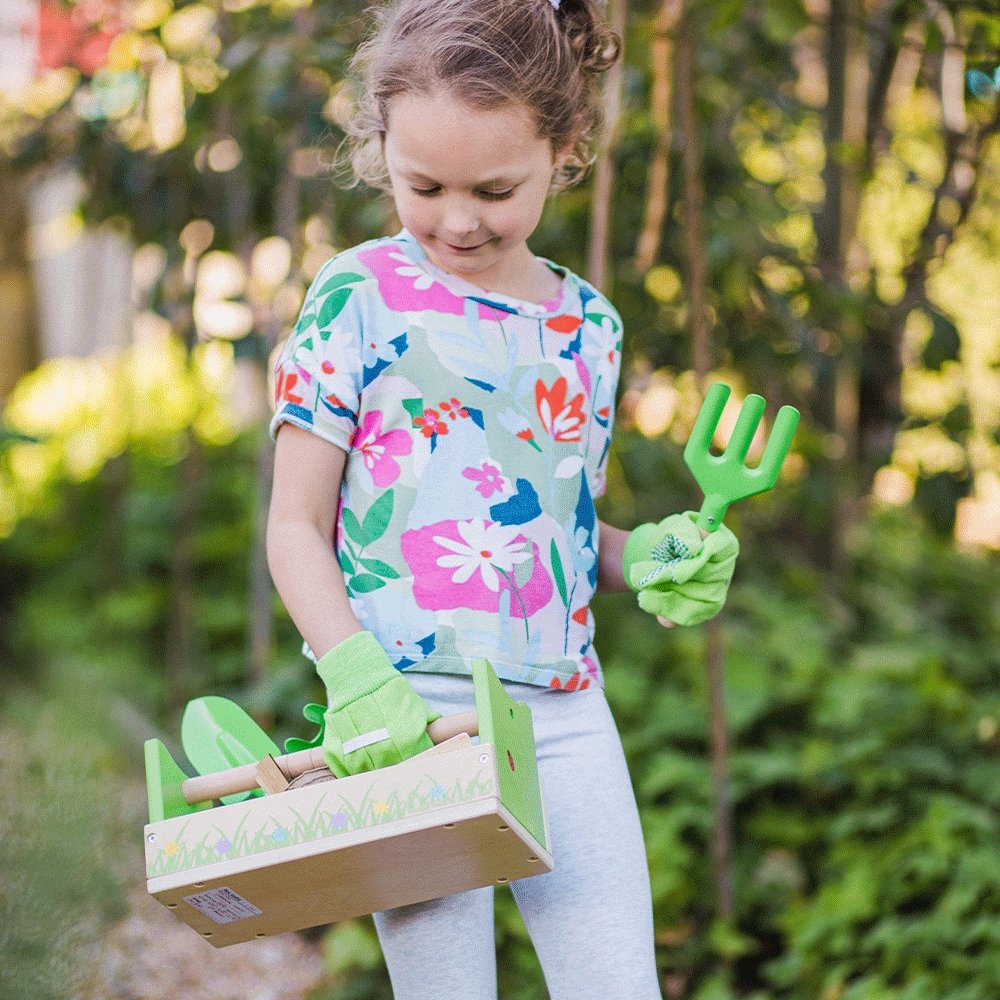 Gardening Caddy, Gardening Caddy Children’s Garden Caddy | Kids Gardening Tools | Bigjigs Toys | Garden toys | wooden garden toys, Gardening Caddy,Ideal for gardens or window boxes, our Kids Garden Caddy is packed with childrens garden tools and everything young gardeners need to get started. Made from high-quality wood, the garden caddy is delicately decorated in a bright green shade with colourful flowers and ladybirds. The Bigjigs Gardening Caddy comes with 11,GardeningIdeal for gardens or window boxes, 