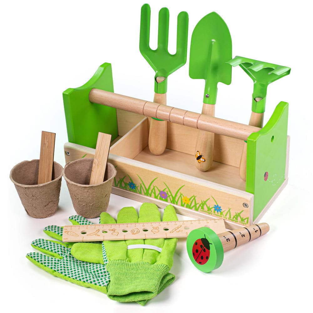 Gardening Caddy, Gardening Caddy Children’s Garden Caddy | Kids Gardening Tools | Bigjigs Toys | Garden toys | wooden garden toys, Gardening Caddy,Ideal for gardens or window boxes, our Kids Garden Caddy is packed with childrens garden tools and everything young gardeners need to get started. Made from high-quality wood, the garden caddy is delicately decorated in a bright green shade with colourful flowers and ladybirds. The Bigjigs Gardening Caddy comes with 11,Gardening CaddyIdeal for gardens or window b