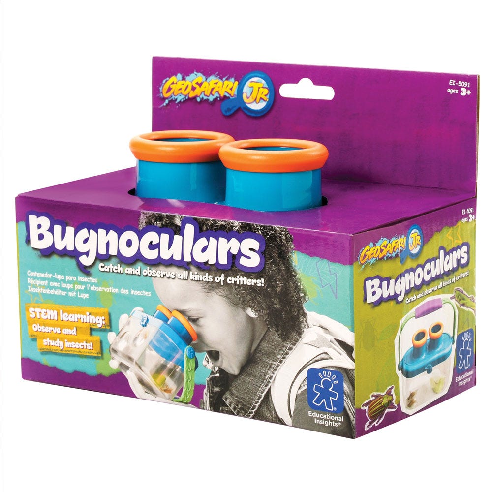 GeoSafari Jr. Bugnoculars, GeoSafari Jr. Bugnoculars,Bug House,Outside mini beast play ideas,outdoor play ideas,Children's mini beast resources, GeoSafari Jr. Bugnoculars,Little scientists can catch and safely see bugs, leaves, flowers, shells, tadpoles and more up close with this bug-friendly, kid-cool transparent, breathable container. With an easy-carry handle, and magnification on top and one side, it’s durable and ready for outdoor play and learning. Take it to the beach, garden,Little scientists can c