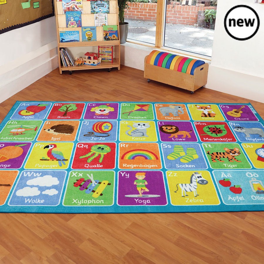 German Alphabet Carpet, German Alphabet Carpet,Primary school german resources,Classroom carpet,classroom rugs,classroom placement carpets, German Alphabet Carpet,The German Alphabet Carpet is a large colourful 3 x 2m highly visually appealing carpet. The German Alphabet Carpet is perfect for children to sit and enhance learning word and letter recognition in a fun interactive way. Distinctive and brightly coloured, child friendly designs Designed to encourage learning through i,German Alphabet CarpetThe Ge