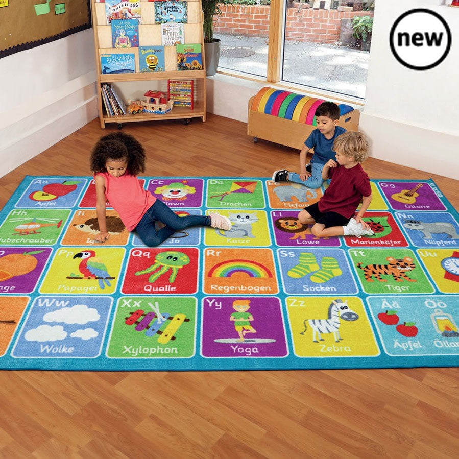 German Alphabet Carpet, German Alphabet Carpet,Primary school german resources,Classroom carpet,classroom rugs,classroom placement carpets, German Alphabet Carpet,The German Alphabet Carpet is a large colourful 3 x 2m highly visually appealing carpet. The German Alphabet Carpet is perfect for children to sit and enhance learning word and letter recognition in a fun interactive way. Distinctive and brightly coloured, child friendly designs Designed to encourage learning through i,German Alphabet CarpetThe Ge