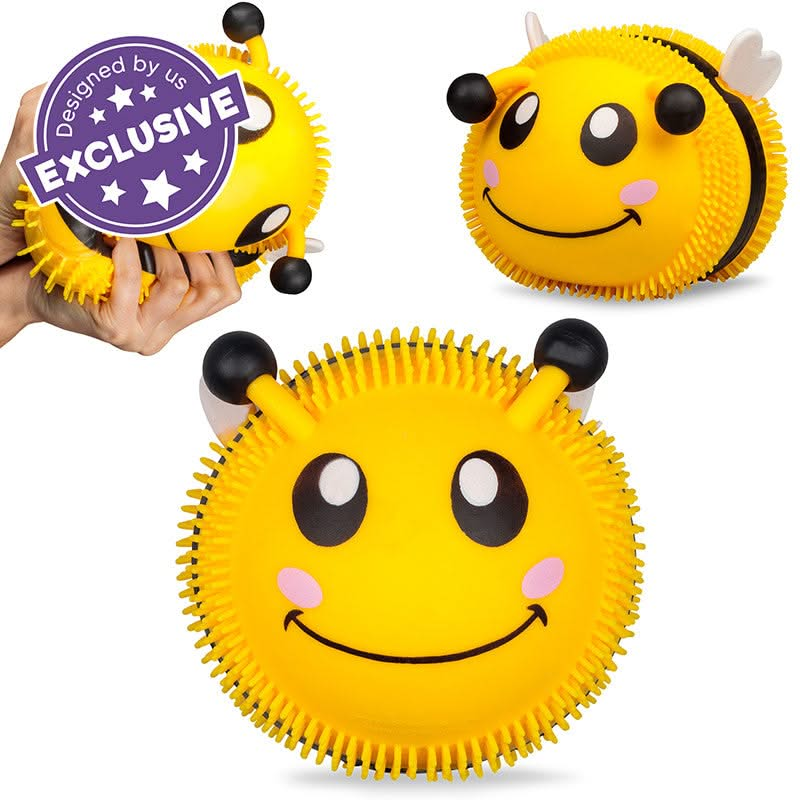 Giant Puffem Bee, Giant Puffem Bee-Sensory Toys, Giant Puffem Bee,Introducing our adorable Giant Puffems bumble bee toy! This round, puffy bee can be squished and stretched in countless ways, but it always returns to its original shape. Our Puffems feature exaggerated features that make them extra cute, and they're covered in mini stretchy tendrils that make them incredibly tactile. ,Giant PuffemIntroducing our adorable Giant Puffems bumble bee toy! This round, puffy bee can be squished and stretched in cou