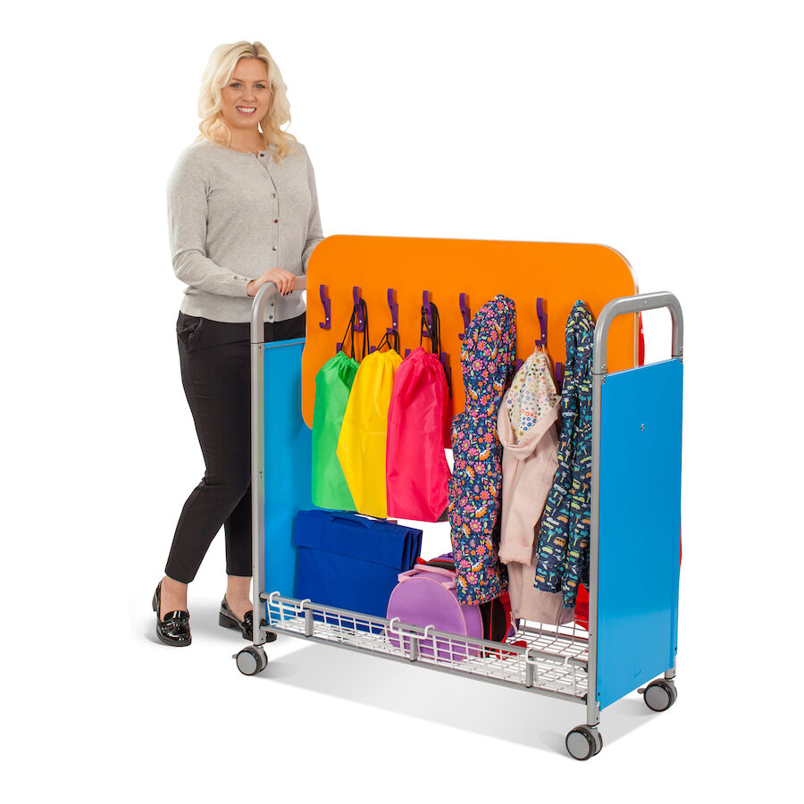 Gratnells Mobile Cloakroom Trolley, Gratnells Mobile Cloakroom Trolley,School cloakroom furniture, school cloakroom storage trolley,cloakroom storage equipment, Gratnells Mobile Cloakroom Trolley,Gratnells Mobile Cloakroom Trolley – Stylish and Practical Storage for Classrooms The Gratnells Mobile Cloakroom Trolley is the ultimate solution for keeping coats, bags, and shoes neatly organised in classrooms, cloakrooms, or play areas. Designed with style and durability in mind, this robust trolley features 32G