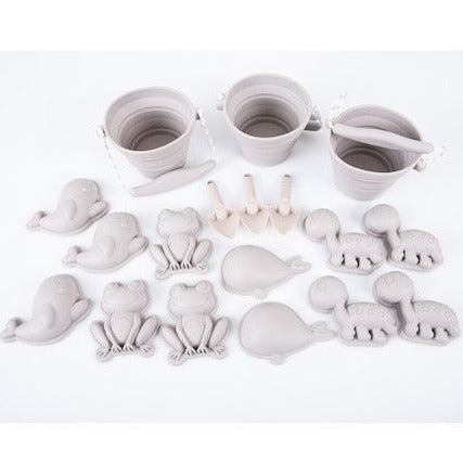 Grey Babies & Toddlers Sand & Water Collection, Grey Babies & Toddlers Sand & Water Collection, Sand and water toys, EYFS sand and water play,sand and water play toys, Grey Babies & Toddlers Sand & Water Collection,A collection of silicone sand, water and messy play tools perfect for exploring scooping, pouring and transporting. In a beautiful shade of grey, this set of silicone animal moulds, buckets and spades is perfect for early exploration of sand and water play. Suitable for 10 months and up. Made fro