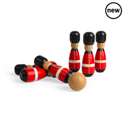 Guardsman Skittles, Guardsman Skittles,Bigjigs Guardsman Skittles,Wooden Toys,Bigigs Guardsman Skittles, Guardsman Skittles,Get ready to aim and roll with the Guardsman Skittles, a classic game of skill and precision! This set features six beautifully crafted wooden guardsman skittles and one brightly coloured wooden ball, providing hours of traditional entertainment for family and friends. GuardsmanGet ready to aim and roll with the Guardsman Skittles, a classic game of skill and precision! This set featur