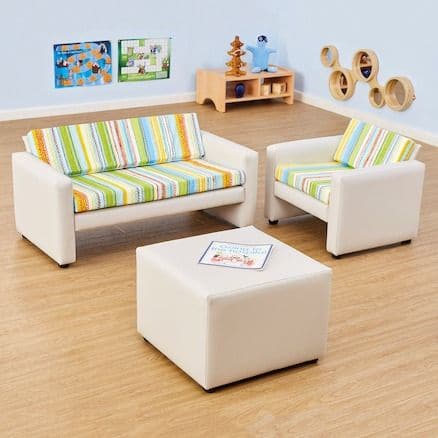 Horizon Sofa Sets, Horizon Sofa Sets,Classroom sofa set, EYFS sofa set,Reception class sofa seating.school sofa seating, Horizon Sofa Sets,This child sized Horizon Sofa Sets,include a sofa,an armchair and stool set which is perfect for any reading corner or classroom. The Horizon Sofa Set is upholstered with a stone colour vinyl frame, complemented with seat cushions. It can be used to create an ideal reading environment encouraging children to learn. Set,HorizonThis child sized Horizon Sofa Sets,include a 