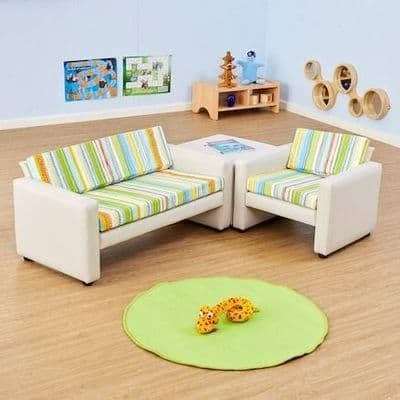 Horizon Sofa Sets, Horizon Sofa Sets,Classroom sofa set, EYFS sofa set,Reception class sofa seating.school sofa seating, Horizon Sofa Sets,This child sized Horizon Sofa Sets,include a sofa,an armchair and stool set which is perfect for any reading corner or classroom. The Horizon Sofa Set is upholstered with a stone colour vinyl frame, complemented with seat cushions. It can be used to create an ideal reading environment encouraging children to learn. Set,HorizonThis child sized Horizon Sofa Sets,include a 