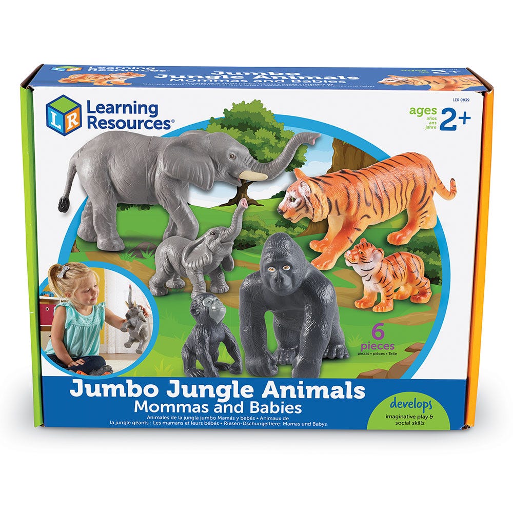 Jumbo Jungle Animals Mommas & Babies, Jumbo Jungle Animals Mommas & Babies,Soft Rubber Animal toy Play Set Jungle Animals,sensory toys animal themed,sensory play ideas, Jumbo Jungle Animals Mommas & Babies,Bring imaginative play to live with these friendly jungle animal families. The Jumbo Jungle Animals Mommas & Babies set encourages speech and language skills through imaginative play from a young age with these realistically detailed plastic jungle animals. Helps young learners to develop an understanding