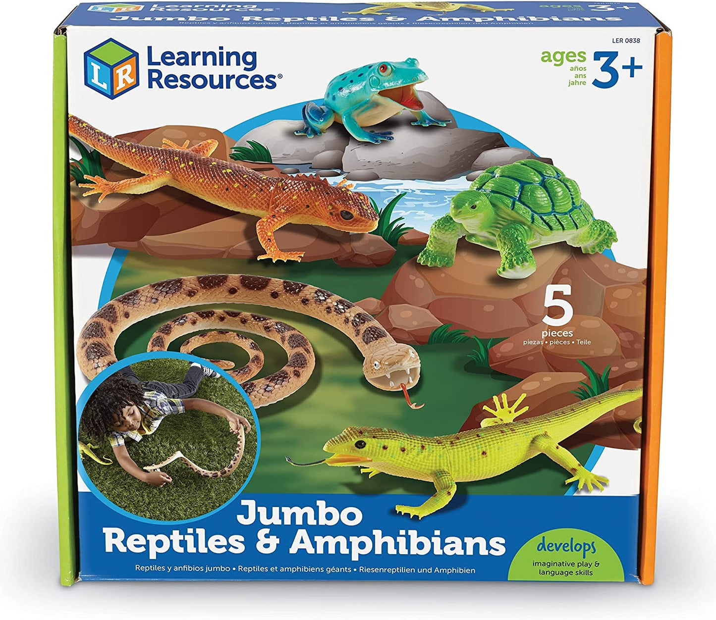 Jumbo Reptiles & Amphibians, Jumbo Reptiles & Amphibians,early years resources, educational resources, educational materials, children's learning resources, children's learning materials, Jumbo Reptiles & Amphibians,Jumbo Reptiles & Amphibians Set Dive into the wild with the Jumbo Reptiles & Amphibians Set, a collection of durable, realistically detailed animal figures that inspire imaginative and educational play. Perfectly sized for little hands, these five animal figures – gecko,Jumbo Reptiles & Amphibia