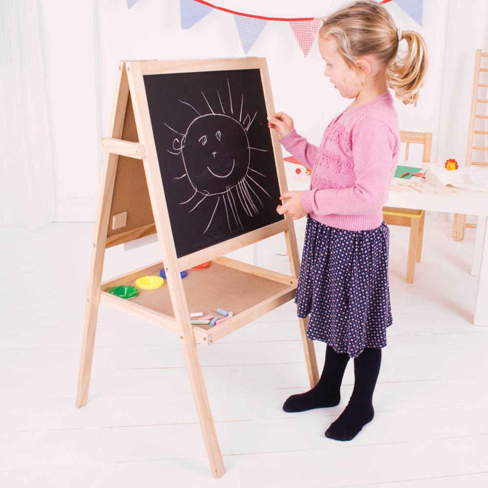 Junior Art Easel, Junior Art Easel,2 Sided Easel,art easel,Furniture Storage,Classroom Storage,Classroom Easel, Junior Art Easel,Creative skills can easily be nurtured with this versatile wooden Junior Art Easel.The Junior Art Easel features a dry wipe magnetic whiteboard on one side, with a traditional blackboard on the other.The Junior Art Easel also includes a paper roll which can easily be affixed to the easel, four paint pots, a board erase,Junior Art EaselCreative skills can easily be nurtured with th