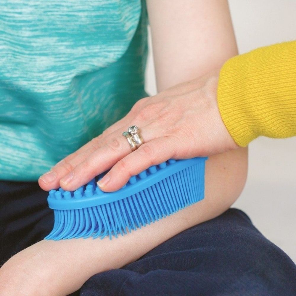 Large Silicone Sensory Brush, Large Silicone Sensory Brush,Sensory Brush,THERAPY brush,Wilbarger brush,Wilbarger sensory brush, Large Silicone Sensory Brush,Rub the Large Silicone Sensory Brush gently against your skin, or let it tickle the back of your hand. Our Silicone Sensory Brush features soft bristles on one side and smooth tactile bumps on the other. Perfect tool for daily brushing protocol and soothing sensory input. Supports sensory seekers and engages under resp,Large Silicone SensoryRub the Larg