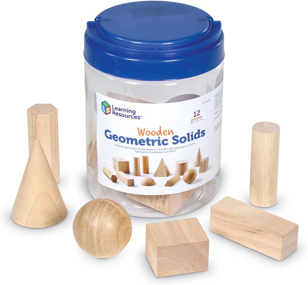 Learning Resources Wooden Geometric Solids (Set of 12), Learning Resources Wooden Geometric Solids (Set of 12),Wooden Geometric Solids ,Geometric shapes, Learning Resources Wooden Geometric Solids (Set of 12),This set of 12 smooth, solid hardwood geometric shapes range from 5 to 8 cm in size. Sturdy solid 3D wooden shapes can be used to teach a variety of numeracy skills including shapes, size and relationships. Students can explore shape, size, pattern, volume and measurement with these invaluable hands-on