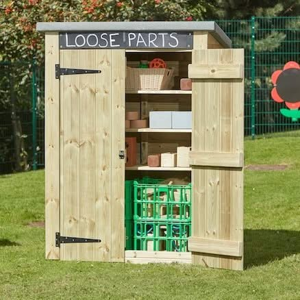 Loose Parts Activity Shed, Loose Parts Activity Shed, Loose parts play, Loose parts storage,,outdoor wooden play equipment,outdoor wooden play shop,outdoor wooden play,EYFS, Loose Parts Activity Shed,The Loose Parts Activity Shed provides the perfect storage facility to store away all your Loose Part Play Activities after use. The Loose Parts Activity Shed features 3 shelves to help keep the store organised and a chalkboard to help label what's inside. Robust unit with felted roof to help prevent against wa