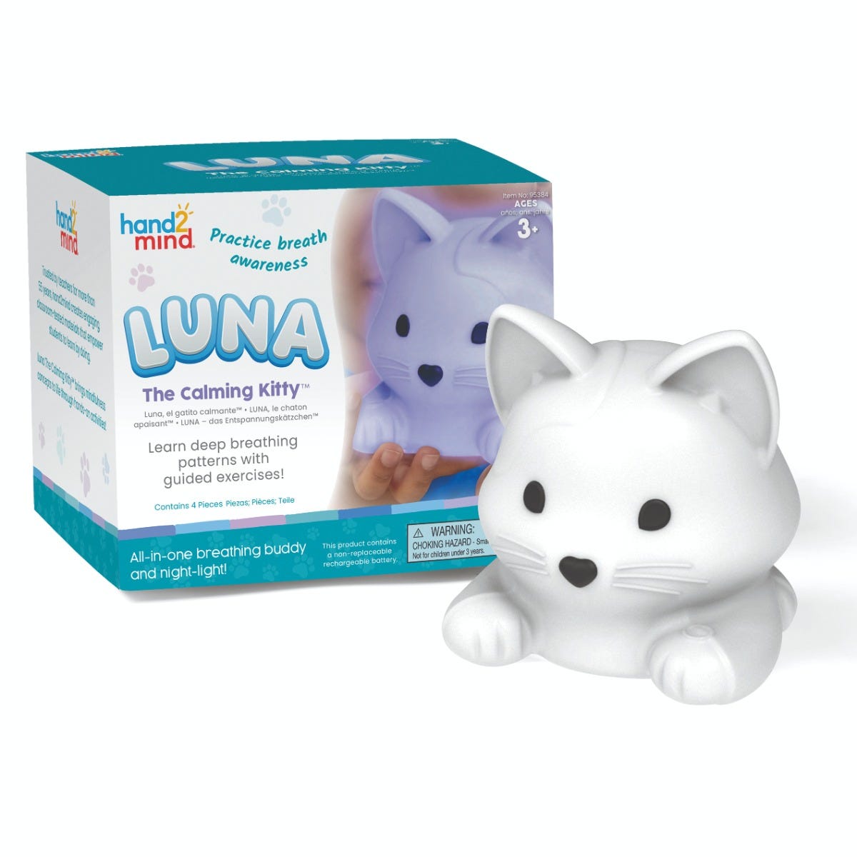 Luna The Calming Kitty, Luna The Calming Kitty,Learning Resources UK,mood cubes,sensory lighting toys,sensory lights, Luna The Calming Kitty,Luna The Calming Kitty is the purr-fect companion to help children manage stress and calm down at home, school, or anywhere they go. This squishy, soothing feline friend is designed to support mindfulness and deep breathing. Luna offers 3 different breathing patterns for children to practise and can be also used as a c,Luna The Calming KittyLuna The Calming Kitty is th