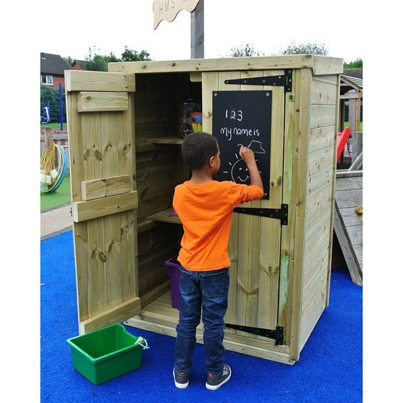 Mark Making Storage Shed, Mark Making Storage Shed,Outdoor Storage Shed with Mark Making,Mark making resources, Mark Making Storage Shed,The Mark Making Storage Shed is a storage solution, combining organising outdoor and creativity. With 3 shelves cleverly spaced for stacking gardening tools, toys, exercise books and files. The children will love getting involved, writing and doodling on the chalkboard andThe Mark Making Storage Shed is a storage solution, combining organising outdoor and creativity. With 