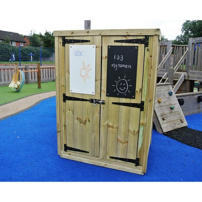 Mark Making Storage Shed, Mark Making Storage Shed,Outdoor Storage Shed with Mark Making,Mark making resources, Mark Making Storage Shed,The Mark Making Storage Shed is a storage solution, combining organising outdoor and creativity. With 3 shelves cleverly spaced for stacking gardening tools, toys, exercise books and files. The children will love getting involved, writing and doodling on the chalkboard andThe Mark Making Storage Shed is a storage solution, combining organising outdoor and creativity. With 