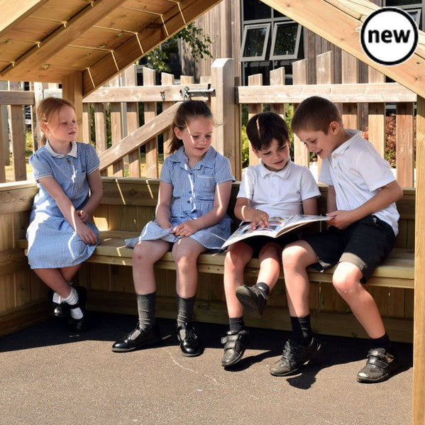 Maxi Arbour Bench, Maxi Arbour Bench,EYFS,Playground equipment,school playground equipment,school playground wooden houses, Maxi Arbour Bench,The Maxi Arbour Bench is an excellent addition to any playground or outdoor space. Its design not only offers a comfortable seating option but also promotes social interaction among children and adults alike. With the capacity to comfortably seat up to six individuals, this bench becomes an ideal platform for socializi,Maxi ArbourThe Maxi Arbour Bench is an excellent 