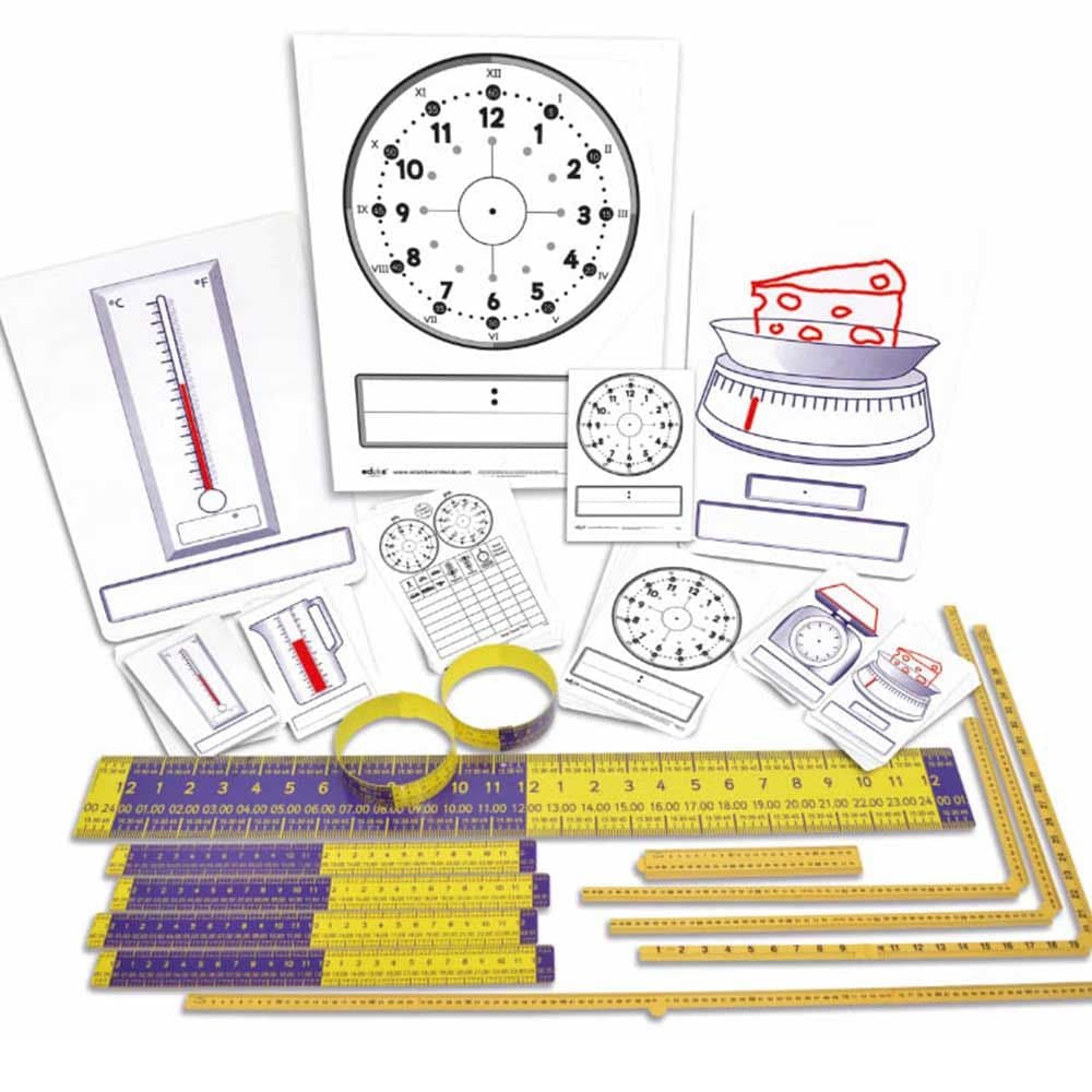 Measurement Class Pack, Measurement Class Pack,numeracy resources,school numeracy resources,school classroom resources, Measurement Class Pack,This cross curricular versatile class kit comprises Teacher and pupil plastic dry wipe boards, suitable for measuring, comparing, adding and subtraction temperature, weight and time. Use the durable plastic Elapsed Time rulers to compare analogue/digital time, intervals of time, continuous and elapsed time for 12/24hrs,Measurement Class PackThis cross curricular vers