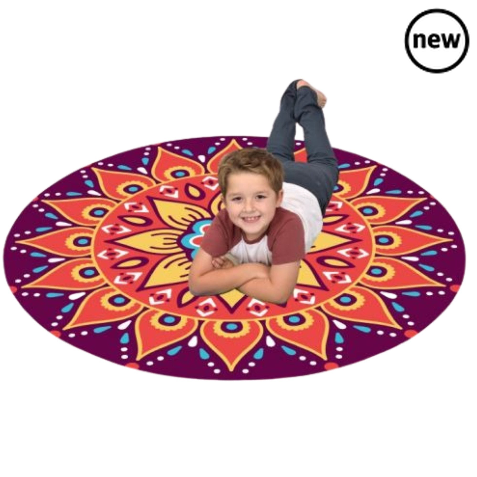 Mindfulness Mandala Playmat, Mindfulness Mandala Playmat,classroom carpets,primary school carpets and rugs, Mindfulness Mandala Playmat,Enhance your indoor spaces with the vibrant and exquisite Giant Mandala Floor Mat – a piece that seamlessly blends form and function. Key Features: Stunning Mandala Design: Inspired by traditional mandala patterns, this mat offers a visual treat with its intricate details, promoting a sense of peace and spiritualEnhance your indoor spaces with the vibrant and exquisite Gian