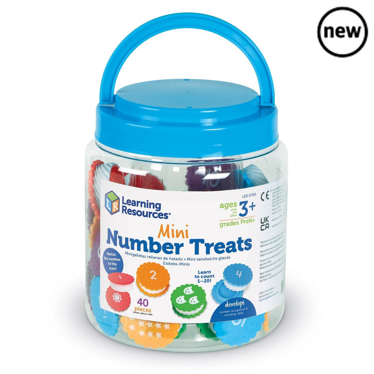 Mini Number Treats, Learning Resources Mini Number Treats,numeracy resources,school numeracy resources,school classroom resources, Mini Number Treats,Each colourful cookie toy in this set puts a playful twist on learning numbers and colours. One side of each cookie toy features a number from 1–20, and the other has a picture of the corresponding number of dolphins, beach balls, and more. Twist open each cookie to reveal a fun tactile texture hidden inside! Includes ,Mini Number TreatsEach colourful cookie t