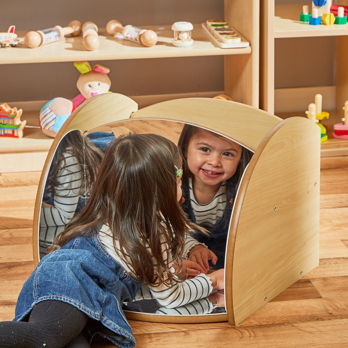 Mini Range Shelf with Mirrors and Trays, Mini Range Shelf with Mirrors and Trays,Twoey Mini Shelf with Mirrors and Trays,Mini Children's Mirror Shelf and 2 Trays,, Mini Range Shelf with Mirrors and Trays,This inviting Mini Range Shelf with Mirrors and Trays is supplied with 2 mini plastic trays and safety mirrors. The Mini Range Shelf with Mirrors and Trays unit can be used in two orientations - lower to the ground for babies laying on their stomachs or higher for toddlers who are able to sit unaided. The t