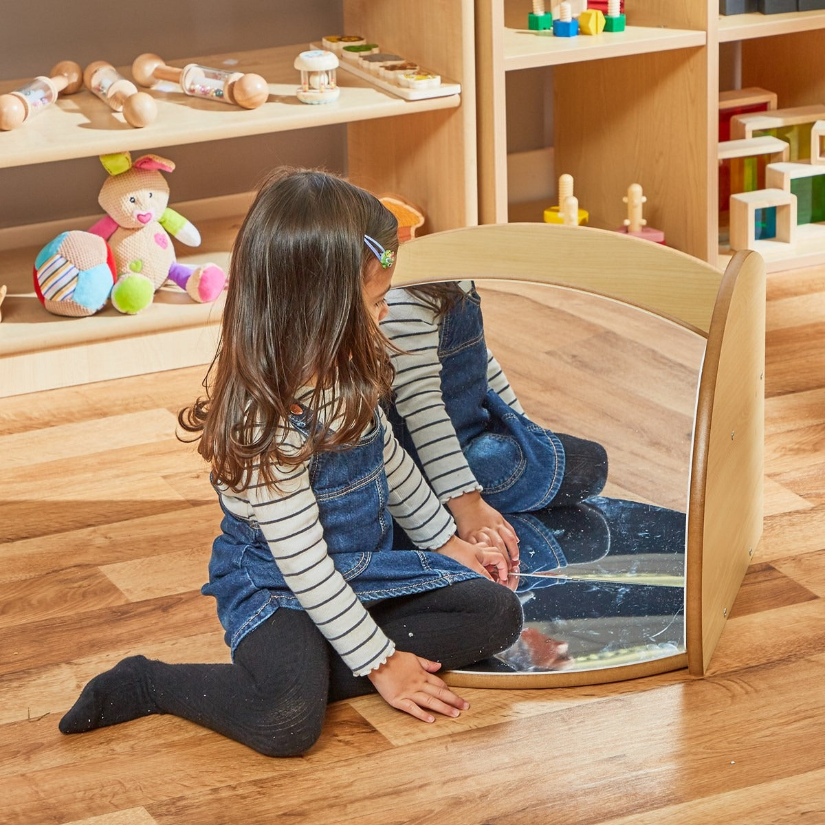 Mini Range Shelf with Mirrors and Trays, Mini Range Shelf with Mirrors and Trays,Twoey Mini Shelf with Mirrors and Trays,Mini Children's Mirror Shelf and 2 Trays,, Mini Range Shelf with Mirrors and Trays,This inviting Mini Range Shelf with Mirrors and Trays is supplied with 2 mini plastic trays and safety mirrors. The Mini Range Shelf with Mirrors and Trays unit can be used in two orientations - lower to the ground for babies laying on their stomachs or higher for toddlers who are able to sit unaided. The t