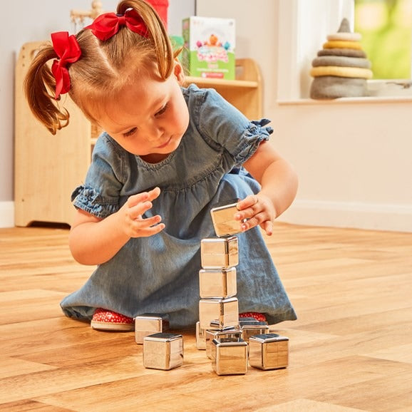 Mirror Cubes, Mirror Cubes-Sensory Toys, Mirror Cubes,This set of twelve Mirror Cubes have a shiny, smooth silver finish. They are light weight and easy to hold, yet durable. They are perfect for using as a sensory resource as well as for stacking and construction. Allows tactile and sensory exploration Mirrored surface provides opportunity to develop self awareness Size ,Mirror CubesThis set of twelve Mirror Cubes have a shiny, smooth silver finish. They are light weight and easy to hold, yet durable. They