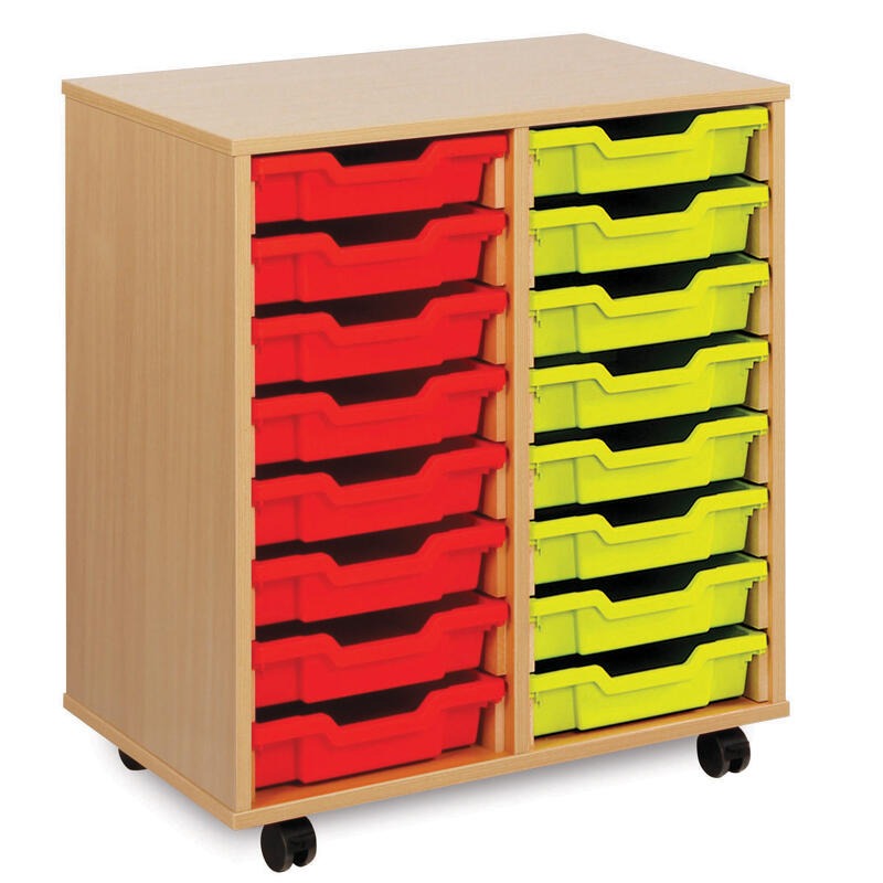 Monarch 16 Single Tray Classroom Storage Unit, , Monarch 16 Single Tray Classroom Storage Unit,The Monarch 16 Single Tray Classroom Storage Unit has been specifically designed for Schools and Universities. This range is available in a huge choice of sizes; additionally you can choose to have them with or without trays. Storage unit with 16 single trays 18mm MFC Beech or Maple Effect Mounted on 4 castors, 2 of wh,MonarchThe Monarch 16 Single Tray Classroom Storage Unit has been specifically designed for Scho