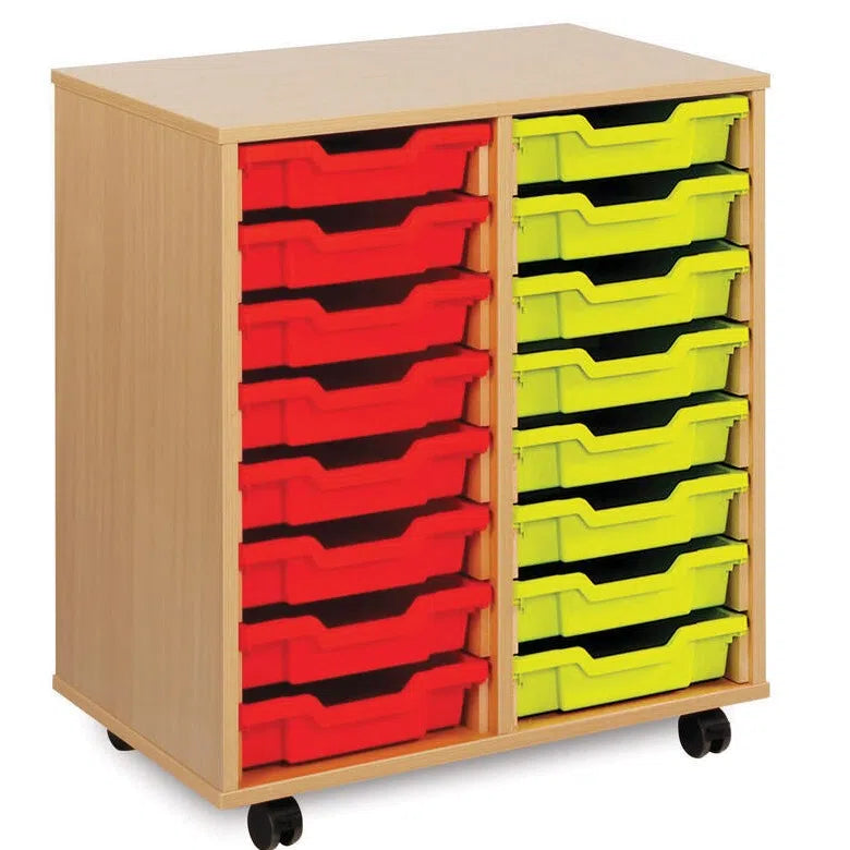 Monarch 16 Single Tray Classroom Storage Unit, , Monarch 16 Single Tray Classroom Storage Unit,The Monarch 16 Single Tray Classroom Storage Unit has been specifically designed for Schools and Universities. This range is available in a huge choice of sizes; additionally you can choose to have them with or without trays. Storage unit with 16 single trays 18mm MFC Beech or Maple Effect Mounted on 4 castors, 2 of wh,MonarchThe Monarch 16 Single Tray Classroom Storage Unit has been specifically designed for Scho