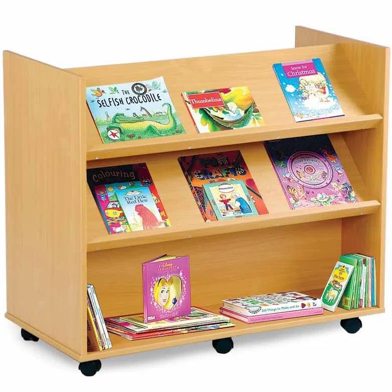 Monarch Double Sided Library Unit with 2 Angled and 1 Horizonal Shelf, , Monarch Double Sided Library Unit with 2 Angled and 1 Horizonal Shelf,The Monarch Double Sided Library Unit with 2 Angled and 1 Horizontal Shelf is a robust and versatile storage solution, ideal for schools, colleges, and universities. Designed to fit seamlessly into educational settings, this unit offers a combination of angled and horizontal shelving to accommodate aThe Monarch Double Sided Library Unit with 2 Angled and 1 Horizontal