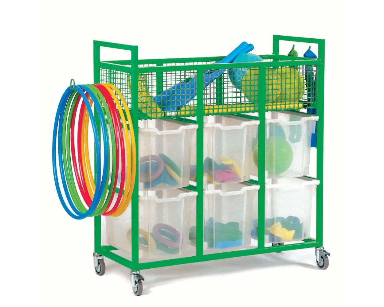 Monarch School Sports Trolley with 6 Jumbo Trays, , Monarch School Sports Trolley with 6 Jumbo Trays,The Monarch School Sports Trolley with 6 Jumbo Trays is the perfect storage and transportation solution for all your P.E. and sports equipment needs. Whether you're a school, sports club, or gym, this colorful and handy trolley is designed to make organizing and moving equipment a breeze.Delivered fully assembled andThe Monarch School Sports Trolley with 6 Jumbo Trays is the perfect storage and transportatio