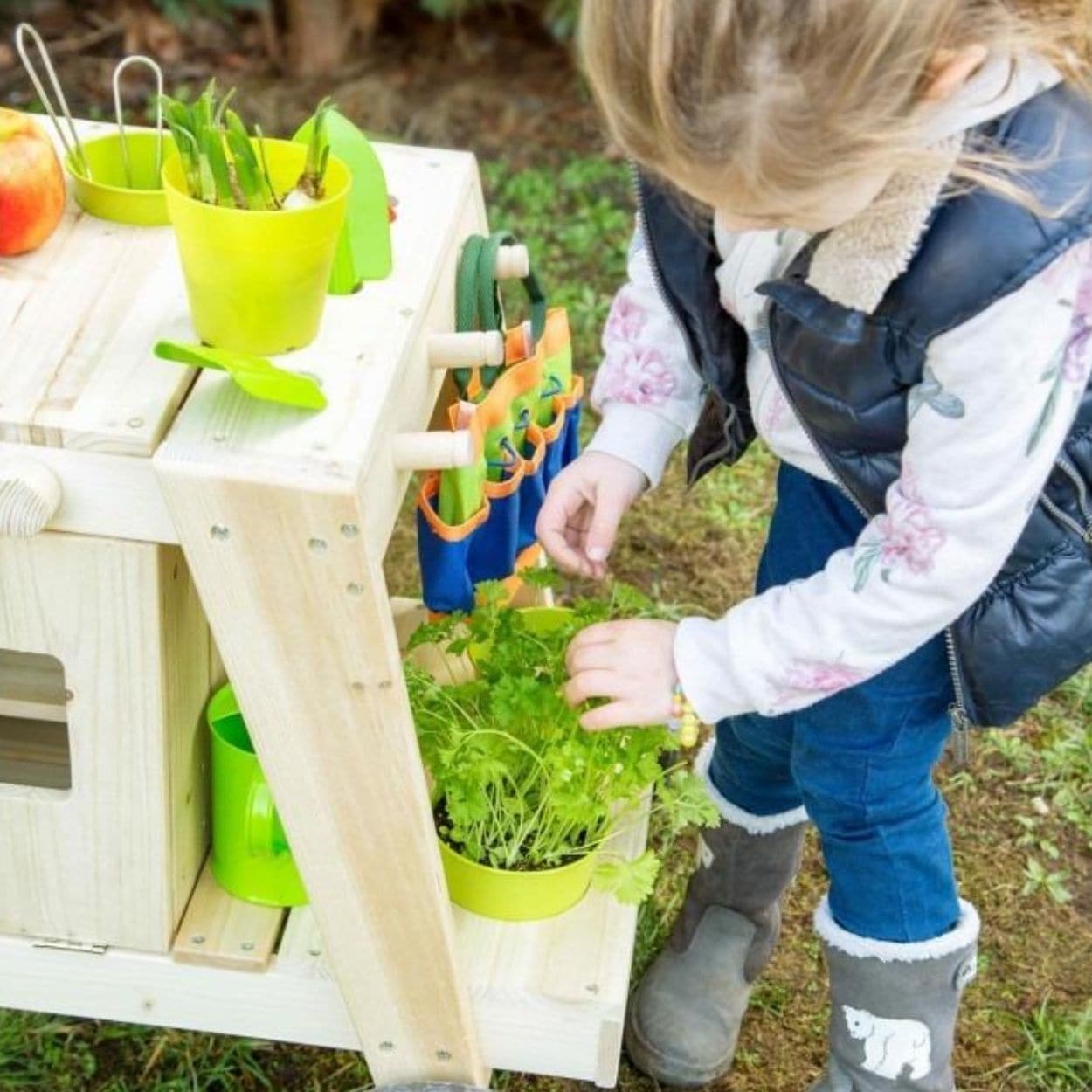 Mud Kitchen, Mud Kitchen,Mud Kitchen,Mud kitchen,sensory mud kitchen,mud kitchen school,nursery mud kitchen,playground equipment storage,playground storage equipment,outdoor wooden storage, Mud Kitchen,Thanks to the indestructible wheels, the Mud Kitchen can be pushed around as much as the children want! The Mud Kitchen has an oven two knobs that make clicking sounds, a large mud bowl, two small mud pots and two flower pots made of metal as well as recesses, hooks, and a storage surface for organising garde