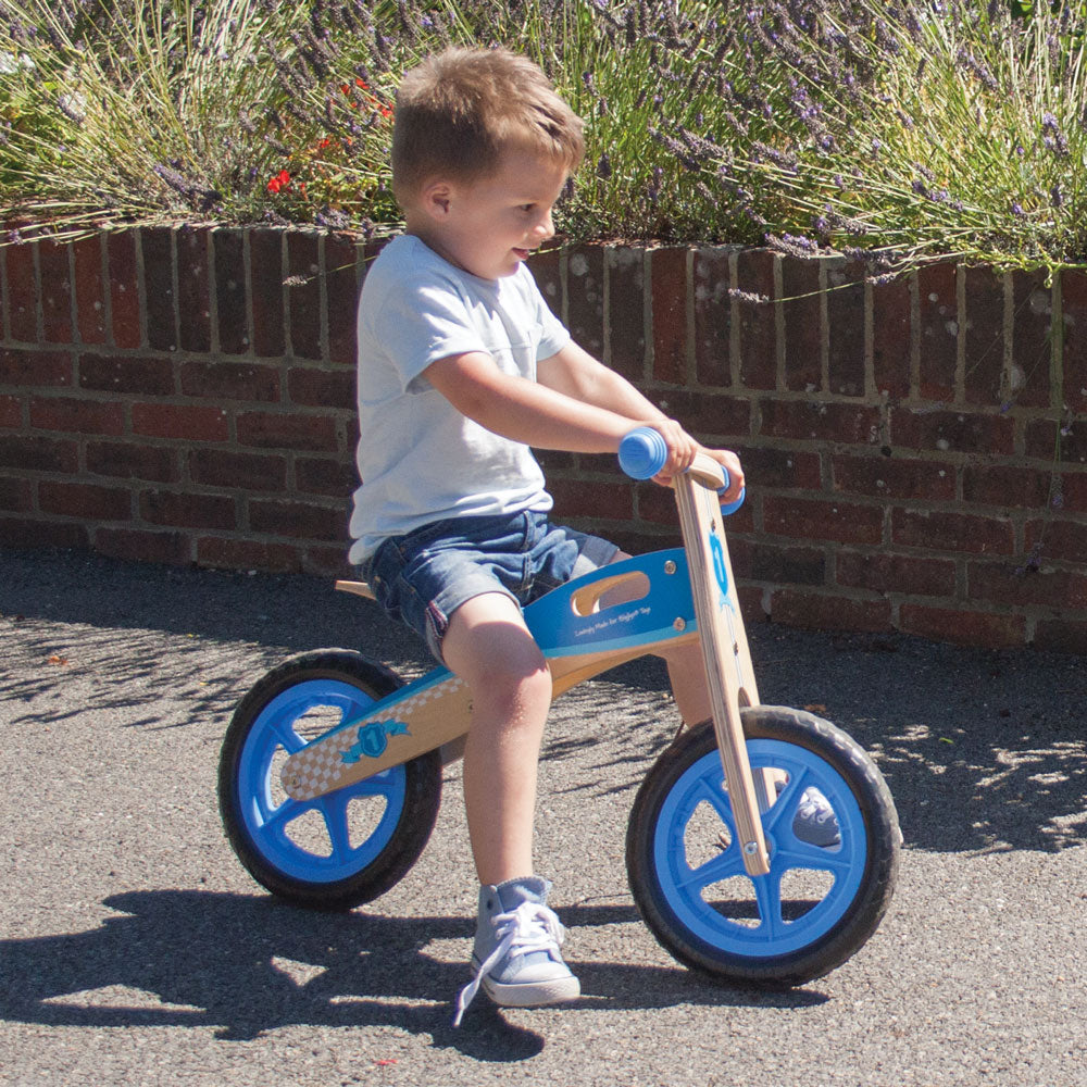 My First Balance Bike Blue, Bigjigs My First Balance Bike Blue,early years trikes,childrens trikes,baby trikes,toddler trikes, My First Balance Bike Blue,This wooden Balance Bike is a great way for youngsters to start a journey towards full two-wheeled mobility! The Balance Bike Blue features a padded, adjustable seat, long lasting solid tyres and easy to grip handle bars. Just push forwards and go! An excellent way to improve balance whilst further developing hand/eye ,My First Balance Bike BlueThis wooden