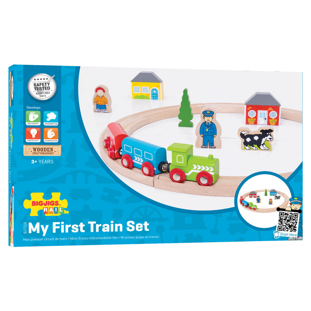 My First Train Set, My First Train Set,Bigjigs Wooden Train Set,Wooden train set,childrens wooden train set,toddlers train set,Bigjigs approved retailer, My First Train Set,All aboard! Where are you travelling to today? Bigjigs’ My First Train Set is a creative and educational way to play! The chunky toy train pieces are perfect for being grabbed by little hands, making this the ideal wooden train set for toddlers. Young train drivers are encouraged to take part in role play and will be a,My First Train Set