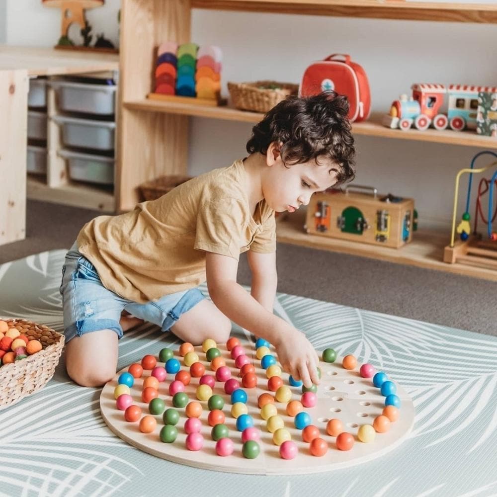 My Rainbow Globe, My Rainbow Globe,Rainbow wooden toys,rainbow wooden resources,traditional wooden toys,childrens wooden toys,durable wooden toys,educational wooden toys, My Rainbow Globe,The My Rainbow Globe board brings a rainbow of colour to fine motor skills this multifunctional set is ideal for developing pincer grip while being a fun way of introducing colour recognition, sorting and designing patterns. As children become more confident, this Rainbow Globe can be used to help children develop earl,My 