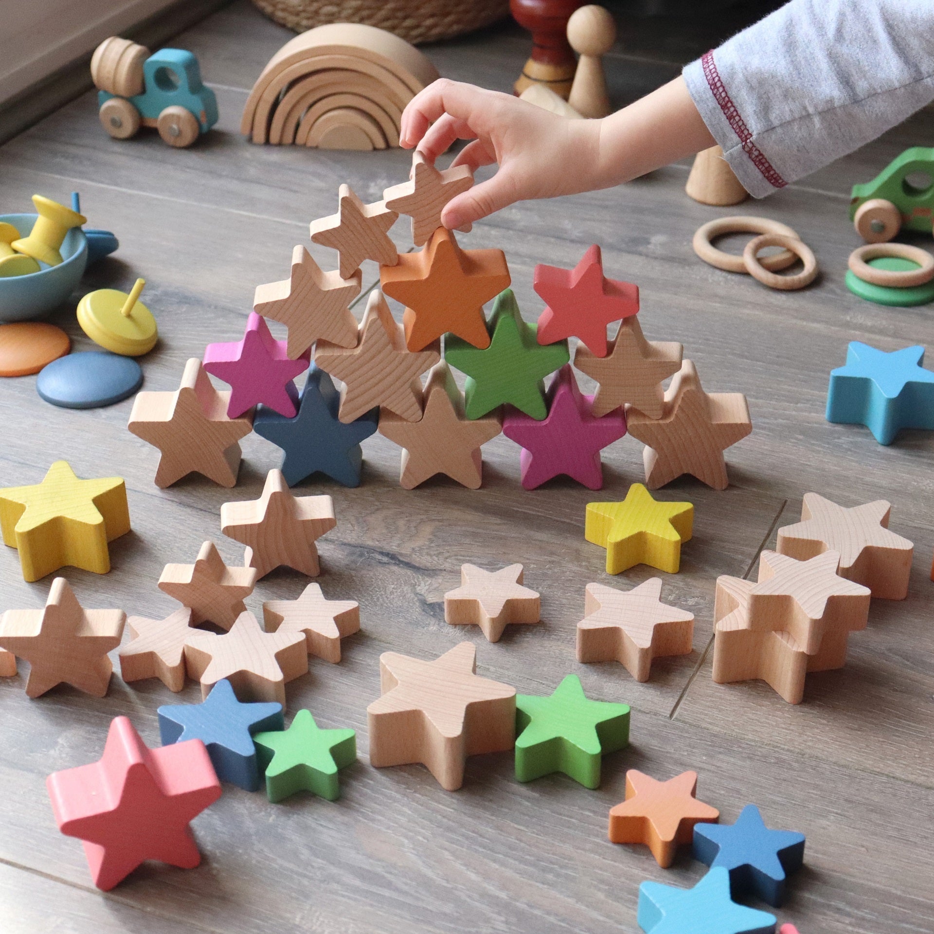 Natural Wooden Stars, Natural Wooden Stars,TickIT Natural Wooden Stars,TickIT Wooden resources, Natural Wooden Stars,Our TickiT® Natural Wooden Stars are made from beautiful smooth solid beechwood with a natural woodgrain finish. An inspiring addition to our heuristic play range. Chunky and tactile, they are easy for small hands to manipulate, stack, count, sequence and explore. These simpleOur TickiT® Natural Wooden Stars are made from beautiful smooth solid beechwood with a natural woodgrain finish. An in