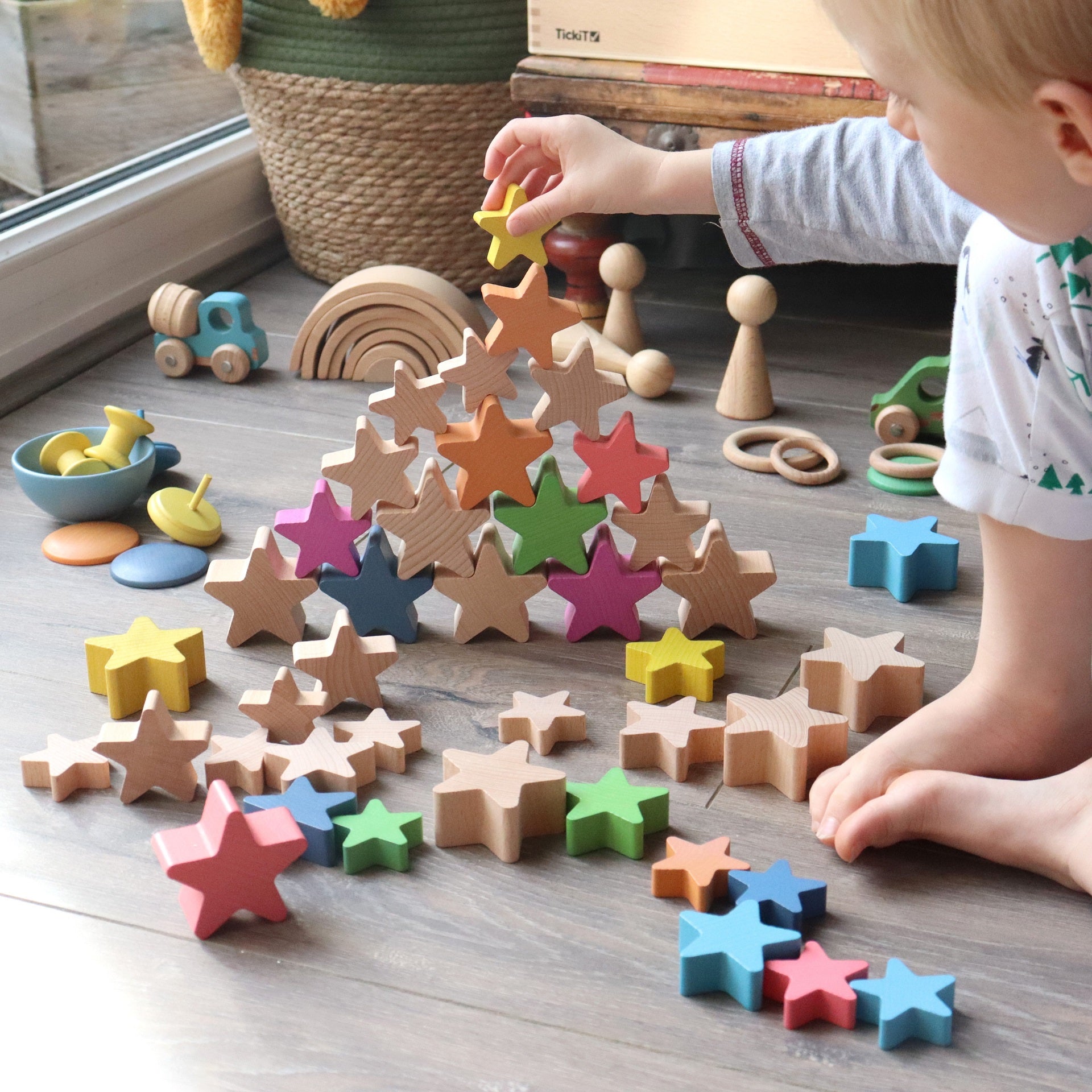 Natural Wooden Stars, Natural Wooden Stars,TickIT Natural Wooden Stars,TickIT Wooden resources, Natural Wooden Stars,Our TickiT® Natural Wooden Stars are made from beautiful smooth solid beechwood with a natural woodgrain finish. An inspiring addition to our heuristic play range. Chunky and tactile, they are easy for small hands to manipulate, stack, count, sequence and explore. These simpleOur TickiT® Natural Wooden Stars are made from beautiful smooth solid beechwood with a natural woodgrain finish. An in