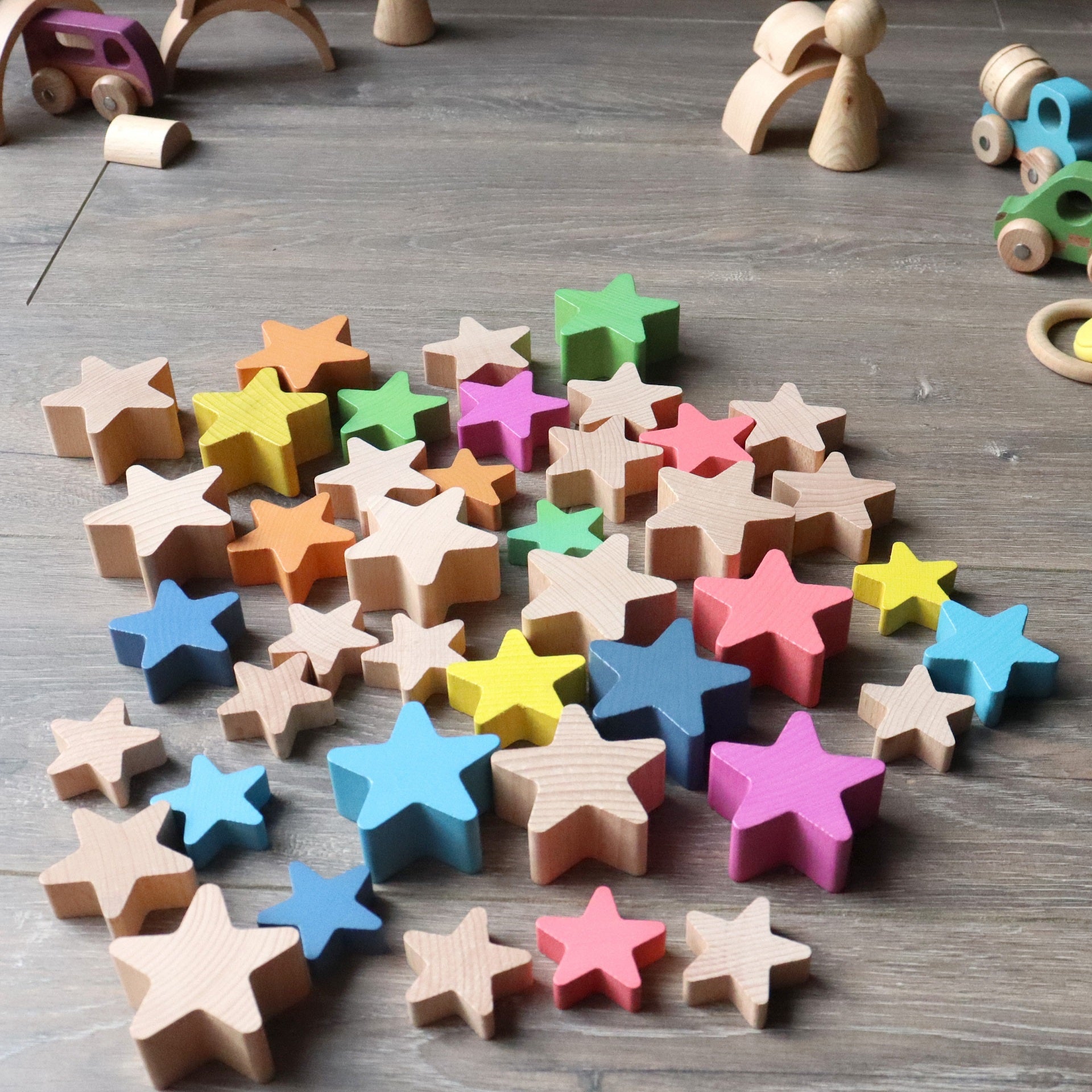 Natural Wooden Stars, Natural Wooden Stars,TickIT Natural Wooden Stars,TickIT Wooden resources, Natural Wooden Stars,Our TickiT® Natural Wooden Stars are made from beautiful smooth solid beechwood with a natural woodgrain finish. An inspiring addition to our heuristic play range. Chunky and tactile, they are easy for small hands to manipulate, stack, count, sequence and explore. These simpleOur TickiT® Natural Wooden Stars are made from beautiful smooth solid beechwood with a natural woodgrain finish. An in