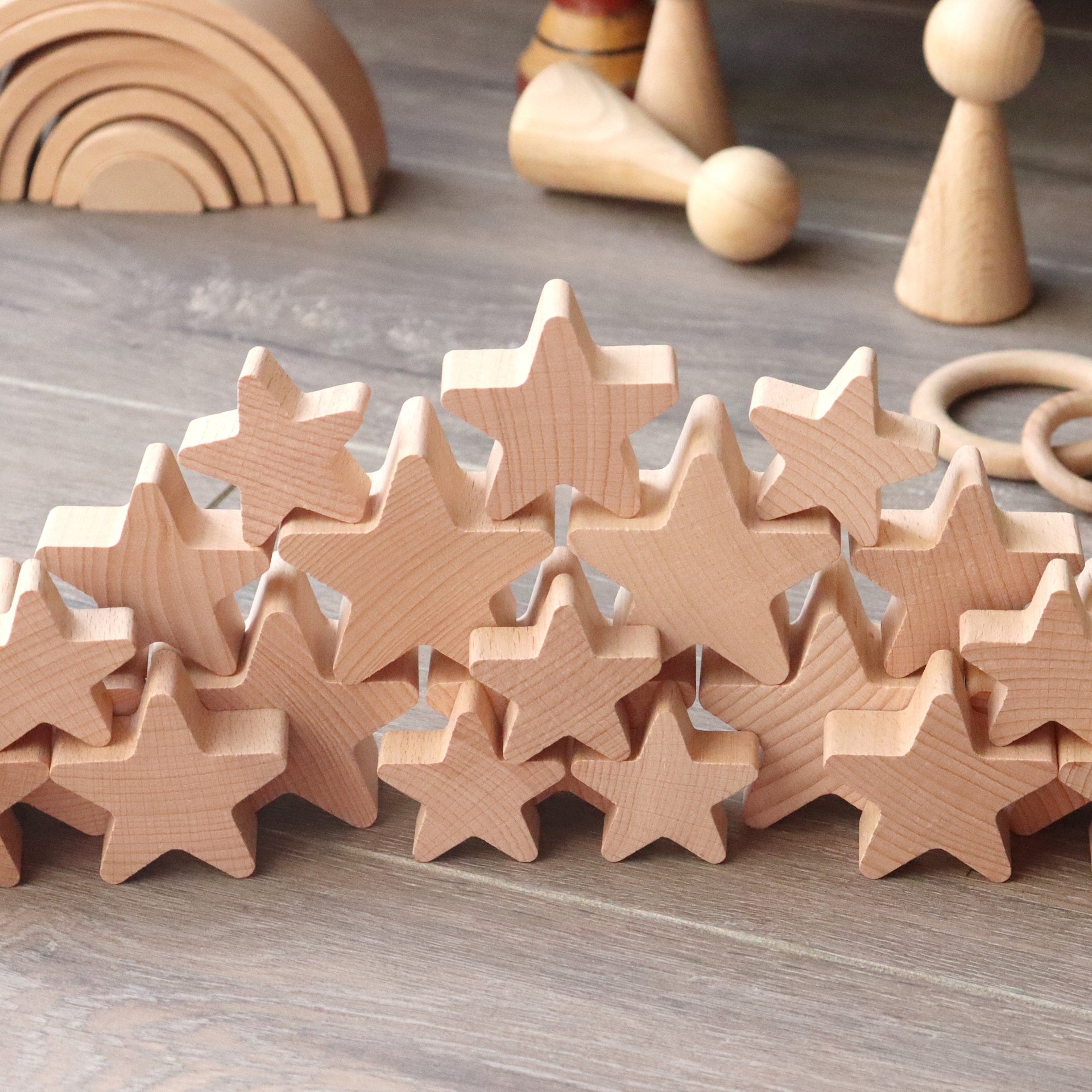 Natural Wooden Stars, Natural Wooden Stars,TickIT Natural Wooden Stars,TickIT Wooden resources, Natural Wooden Stars,Our TickiT® Natural Wooden Stars are made from beautiful smooth solid beechwood with a natural woodgrain finish. An inspiring addition to our heuristic play range. Chunky and tactile, they are easy for small hands to manipulate, stack, count, sequence and explore. These simple and curious natural smooth wooden stars wi,Natural Wooden StarsOur TickiT® Natural Wooden Stars are made from beautif