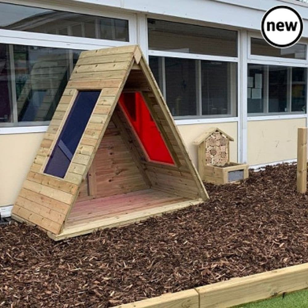 Nature Outdoor Coloured Tepee, Nature Outdoor Coloured Teepee.Outdoor Wooden Teepee,Childrens Playground equipment,school playground equipment,school playground wooden houses, Nature Outdoor Coloured Tepee,The Nature Outdoor Coloured Tepee is a large triangular structure with sensory tones created from coloured lexan panels.The Nature Outdoor Coloured Tepee provides a calming retreat ideal for role play activities, as a cosy reading den or let the children decide how they use the space.Large enough to fit s