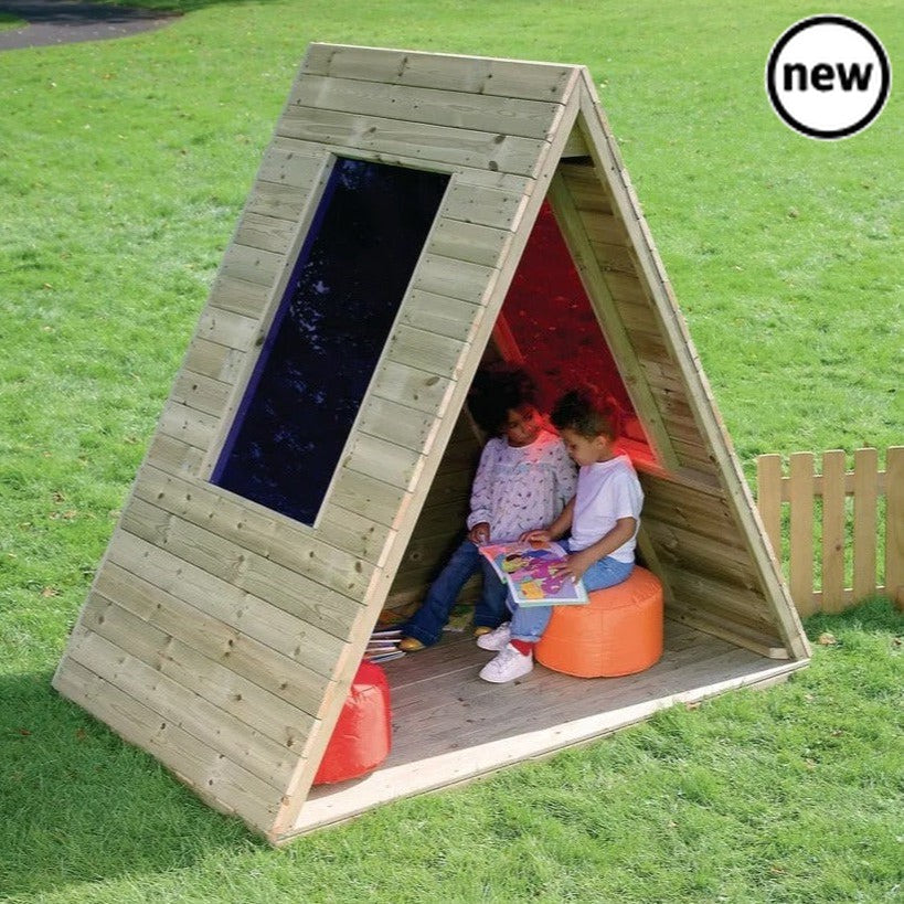 Nature Outdoor Coloured Tepee, Nature Outdoor Coloured Teepee.Outdoor Wooden Teepee,Childrens Playground equipment,school playground equipment,school playground wooden houses, Nature Outdoor Coloured Tepee,The Nature Outdoor Coloured Tepee is a large triangular structure with sensory tones created from coloured lexan panels.The Nature Outdoor Coloured Tepee provides a calming retreat ideal for role play activities, as a cosy reading den or let the children decide how they use the space.Large enough to fit s